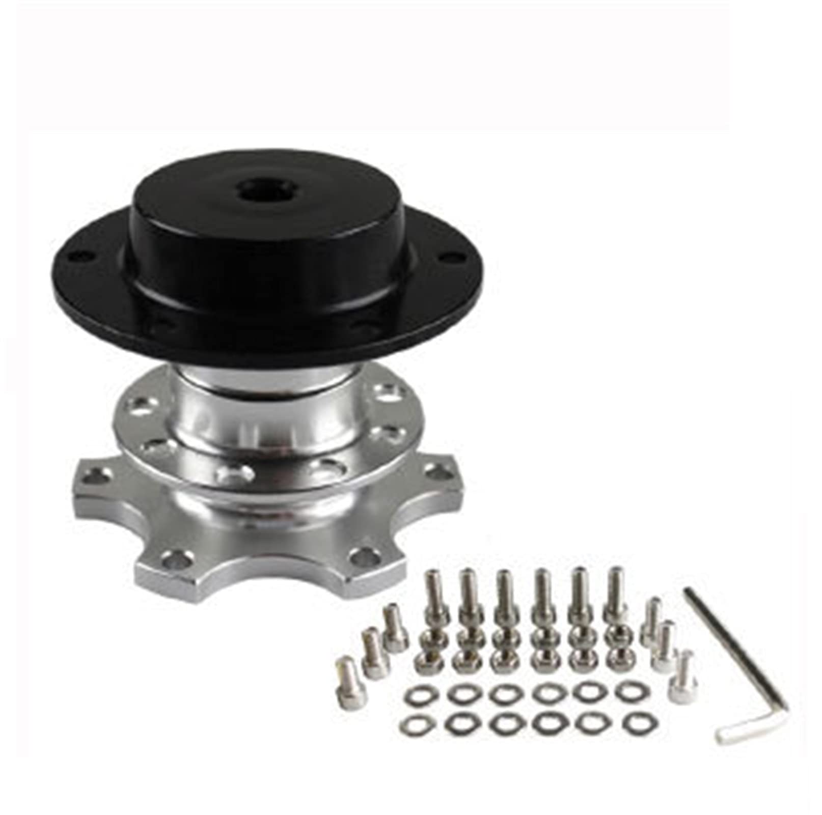 Jodriva Universal Lenkrad Schnellspanner Naben Boss Kit Radnabenadapter 6 Loch Lenkradnabe Auto-Lenkradnabe(Silver) von Jodriva