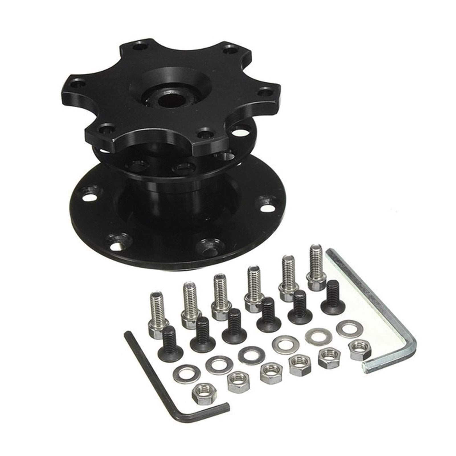 Jodriva Universal Lenkrad Schnellspanner Nabensatz Radnabenadapter CA0011-BL 6 Loch Lenkradnabe Auto-Lenkradnabe(Black) von Jodriva