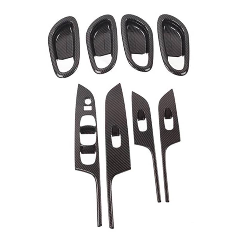 Jodriva for Nissan Navara NP300 2015-2020 Innentürgriffschale Fensterheberschalter Knopfverkleidung Verkleidungszubehör, 8-teilig Zierleiste für Autofensterschalter von Jodriva