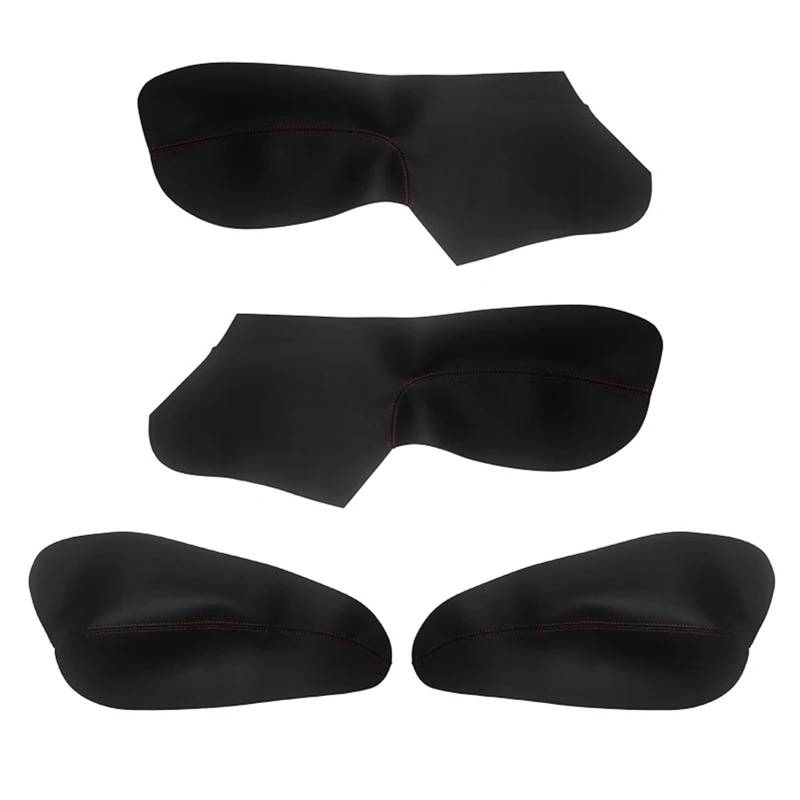 Jodriva for Peugeot 206, nur for Citroen, C2, 4 Türen, Auto-Styling-Innenraum, Mikrofaser-Leder, Türarmlehnenverkleidung, Verkleidungszubehör Türinnenverkleidung(Black-red Leather) von Jodriva