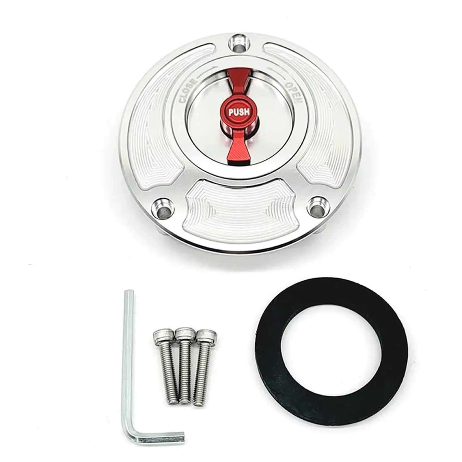 Jodriva for Yamaha, FZ6 FZ1, for Fazer, FZ6R FZ8 FZ16 CNC Tankdeckel Abdeckung Aluminium Keyless Motorrad Zubehör Alle Jahre(Sliver Red) von Jodriva