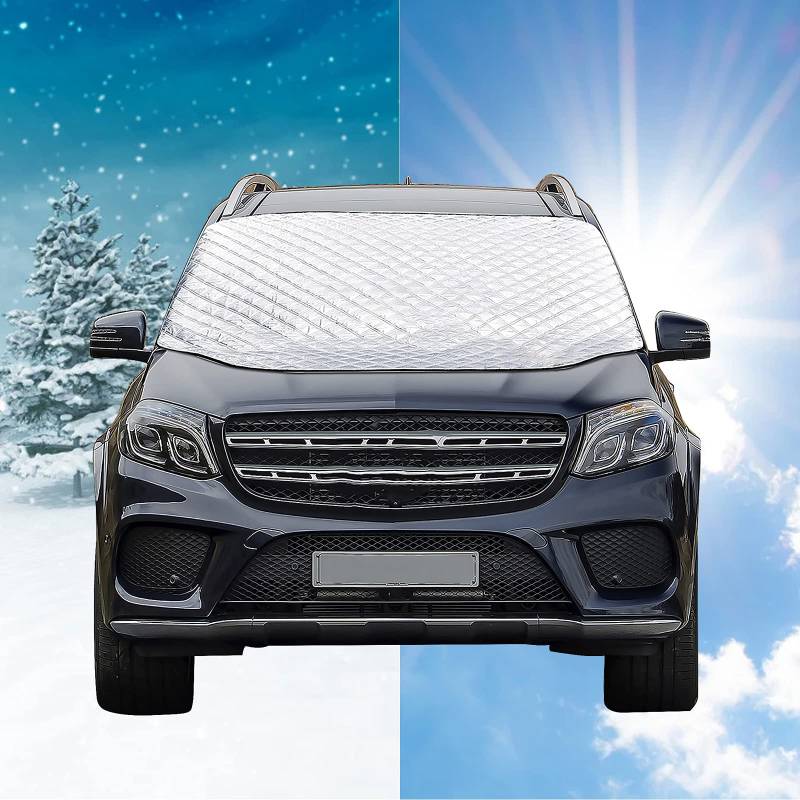 Frontscheibenabdeckung Auto Windschutzscheiben Abdeckung,Faltbar Sonnenschutz frontscheibe,Autoscheibenabdeckung Frostschutz Winter Schnee Abdeckung,gegen Sonne Staub Frost EIS für meisten Fahrzeuge von Jodsen