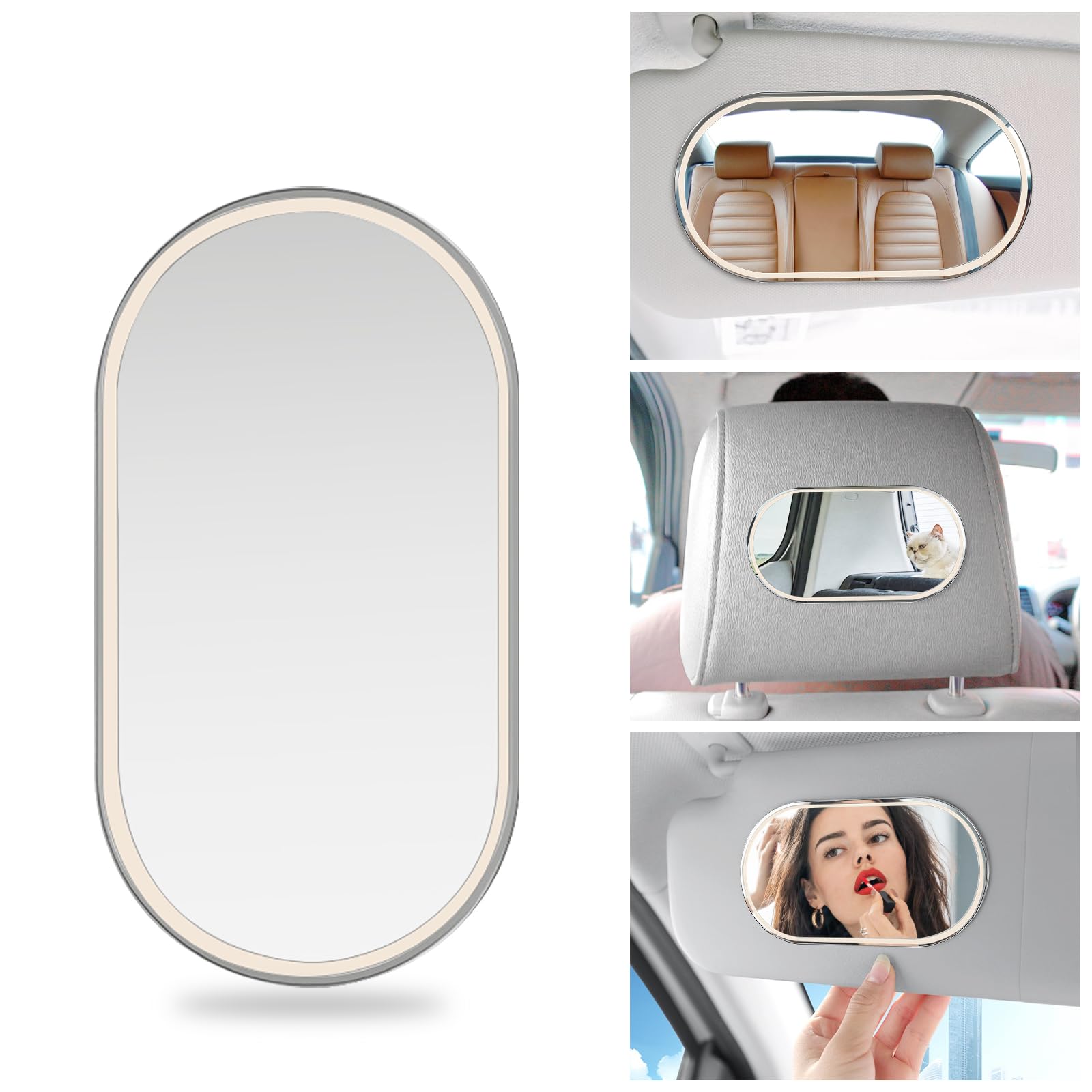 JOGNEE Rund Auto Makeup Spiegel,Tragbar Selbstklebend Make-up Spiegel Sonnenschutz Spiegel Auto für Visier Sitzlehne von Jognee