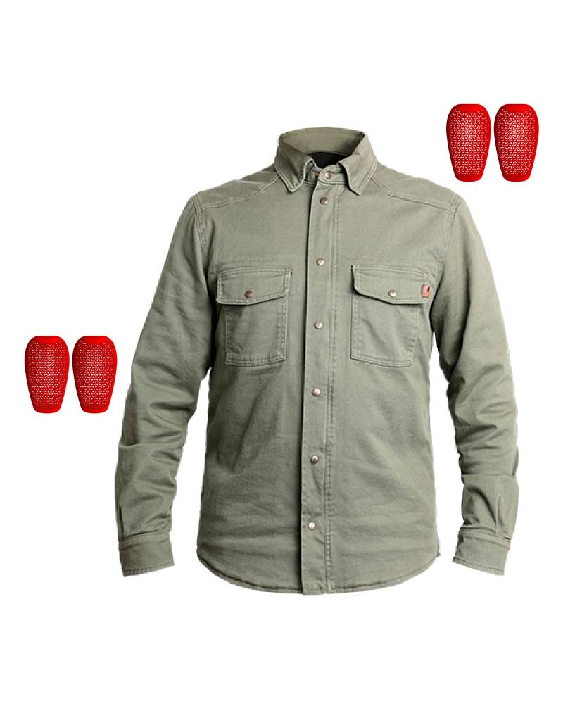 John Doe Motoshirt XTM | Motorradjacke | XTM | Atmungsaktiv | Motorrad Motoshirt | Protektoren sind enthalten (Ellbogen und Schulter), oliv, m, JDL5007-M von John Doe