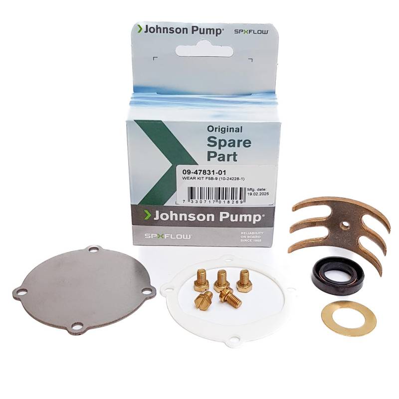 Johnson Pump 09-47831-01 Verschleiß-Kit – passend für F5B-9 Pumpe (10-24228-1) – inklusive Nocken, Endabdeckung, Dichtung, Lippendichtung und Schrauben von Johnson Pump