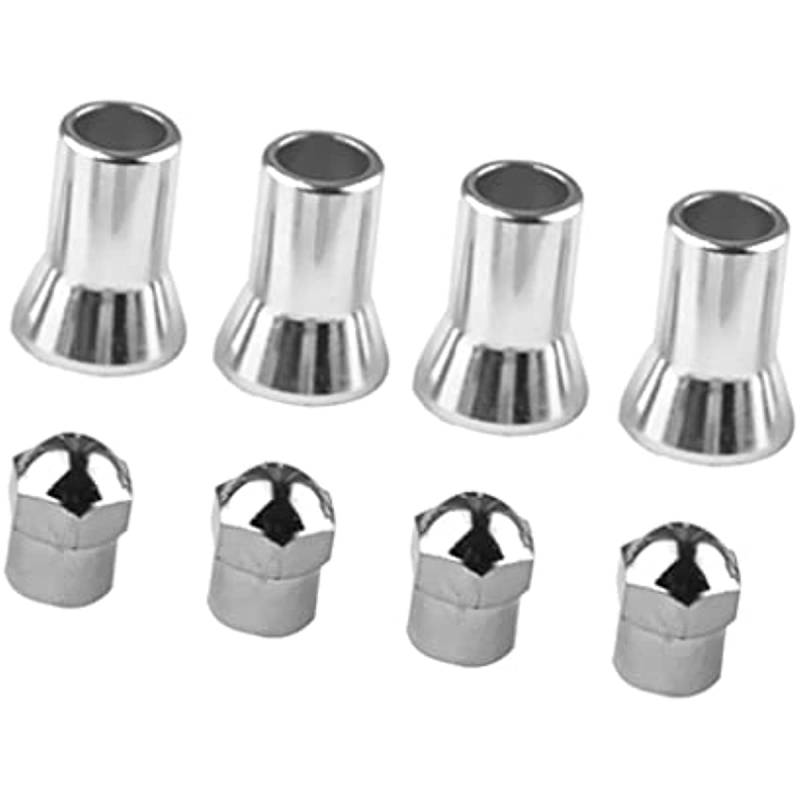 Jojomis 4 Set TR413 Chrom-Ventilschafthülse und Kappe, Verkleidungs-Set, Auto- und LKW-Gummireifen, Ventilschäfte (für 2,1 cm hohe Schäfte), 20 mm x 13,5 mm von Jojomis