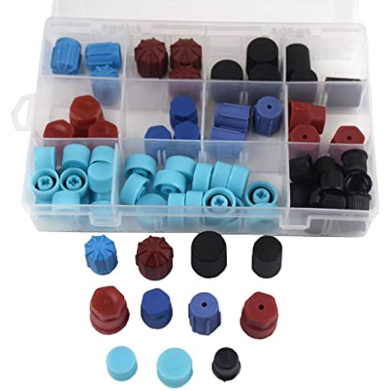 Jojomis 77 Stück A/C Klimaanlage Service Ladeanschluss Service Caps R134a High Low Side Caps Sortiment Kit von Jojomis