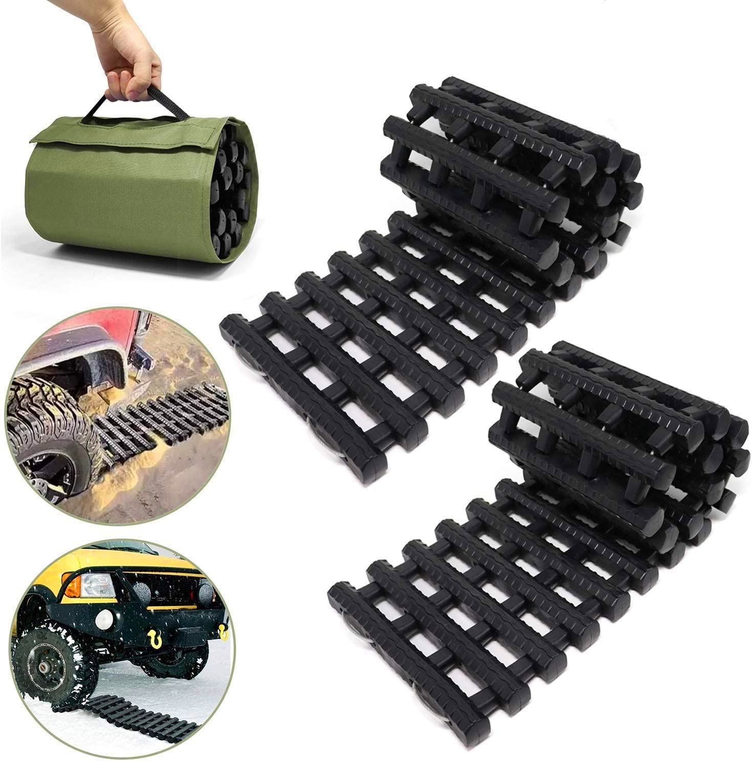 Jolitac 2 Stück Traktionshilfe Anfahrhilfe Anfahrtshilfe Set Sandmatte Tracking Mat bei Schnee, EIS oder Matsch 80 x 22 cm von Jolitac