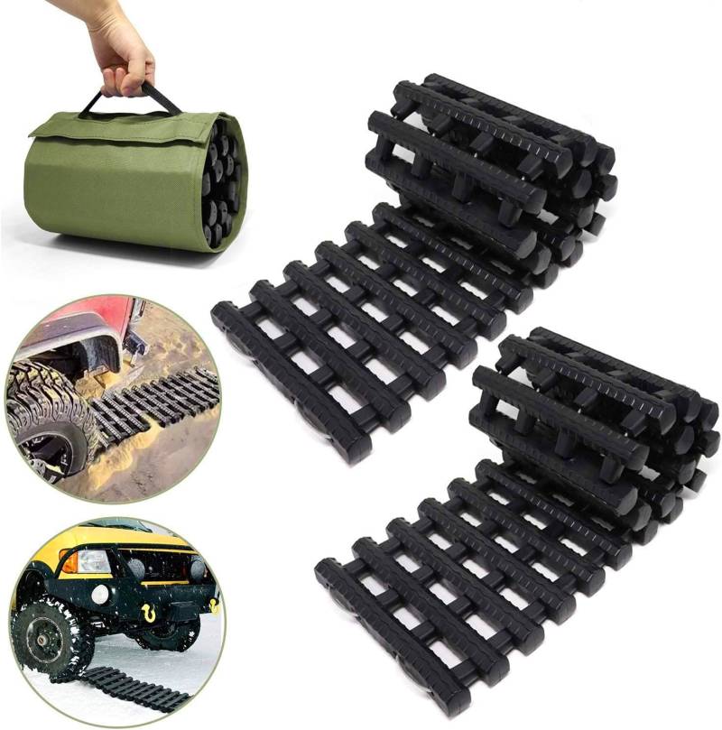 Jolitac 2 Stück Traktionshilfe Anfahrhilfe Anfahrtshilfe Set Sandmatte Tracking Mat bei Schnee, EIS oder Matsch 80 x 22 cm von Jolitac