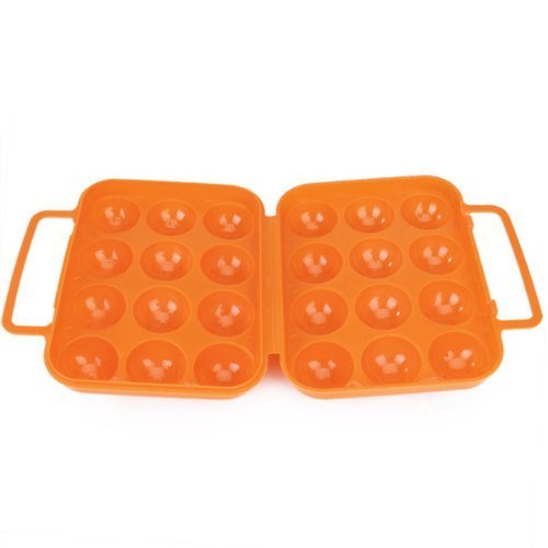 Jooks Tragbar Eier Aufbewahrungsbox Kunststoff Eierbehälter Vorratsdose Fach Eier Traeger Halter Lagerung Container Multi in Kühlschrank Outdoor Picknick Camping 12 Fach Orange von Jooks