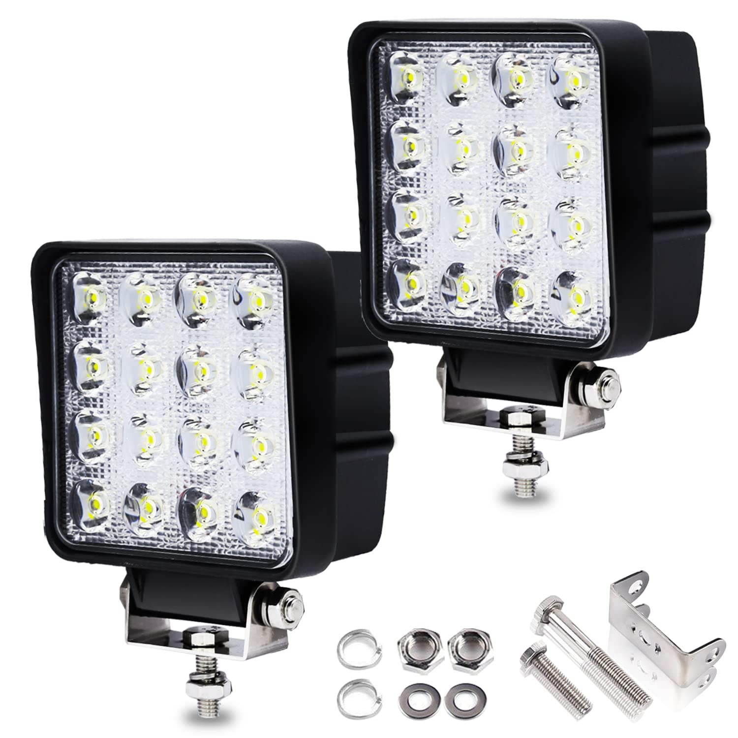 Joparri 2 Pcs 48W LED Arbeitsscheinwerfer 12V Zusatzscheinwerfer 4320LM, LED Scheinwerfer 6500K Rückfahrscheinwerfer IP67 Wasserdicht für Trecker Offroad SUV Joparri 2 Pcs 48W LED Arbeitsscheinwerfer 12V Zusatzscheinwerfer 4320LM, LED Scheinwerfer 6500K Rückfahrscheinwerfer IP67 Wasserdicht für Trecker Offroad SUV von Joparri