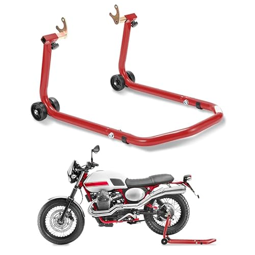 Jopassy Motorradständer Motorradheber Montageständer Motorradständer Hinten Standfestigkeit bis 300 kg Radhalter für Hinterrad Montagehilfe (Hinterrad, rot) von Jopassy