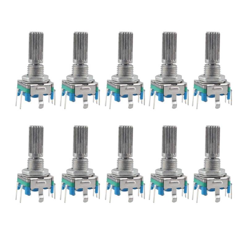 Jopto 10 Stück 360 Grad Rotary Encoder Modul EC11 Digital Potentiometer Drehgeber Drehwinkelgeber 5 Pin mit Schalter für Automobilelektronik Multimedia Audio 20mm von Jopto