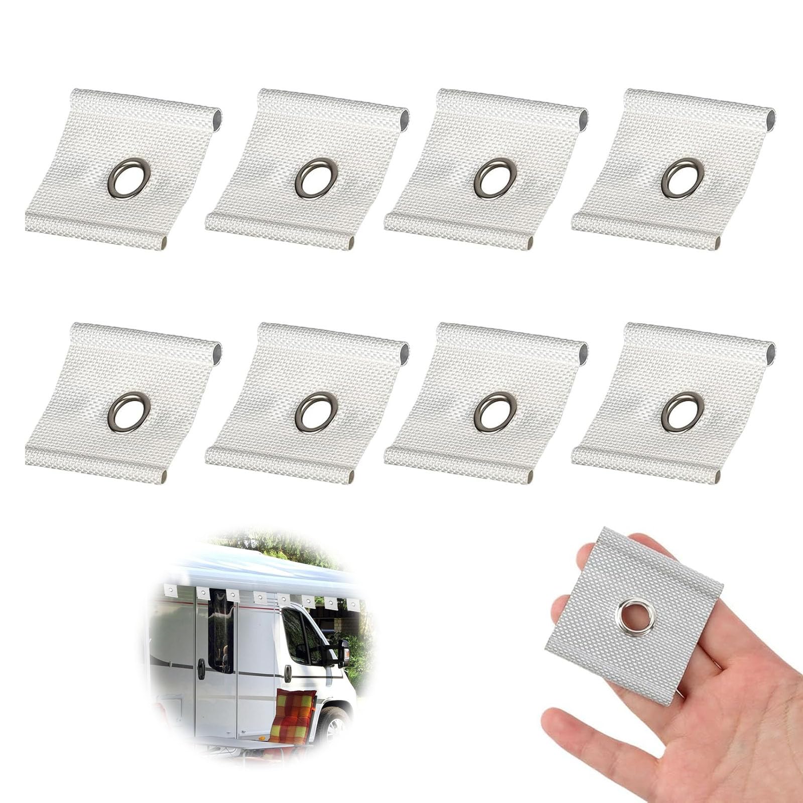 8 Stück Kederöse für Kederschiene, Kederhaken Markisenhaken für 5/6 mm - 7/8 mm Kederschiene, Kederschiene Zubehör für Wohnmobil, Wohnwagen, Vorzelt, Camping Zelt (Weiß) von Jormftte