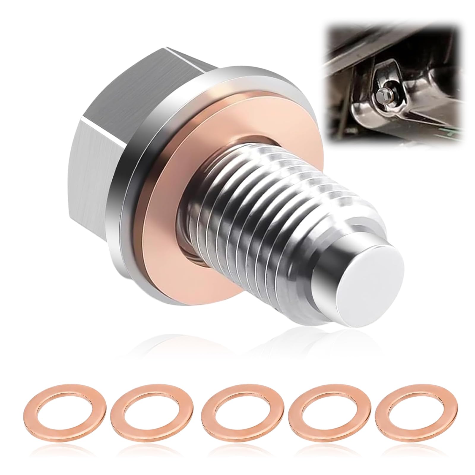 M14 x 1,5 Edelstahl Magnetisch ÖLablassschraube, Magnetische Ölablassschraube mit 5 Stück Dichtring, Agnetische Dichtung ÖLablassschraube von Jormftte