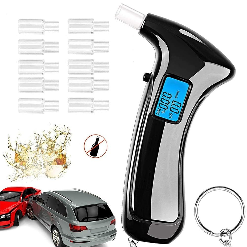 JoyFan Alkoholtester Polizeigenau, Hochpräziser Promillemessgerät mit Digitalem LCD-Anzeige, Alkoholmessgerät mit 10 Mundstücken & 3AAA-Batterie für den Einsatz zu Hause oder auf Partys (Schwarz) JoyFan Alkoholtester Polizeigenau, Hochpräziser Promillemessgerät mit Digitalem LCD-Anzeige, Alkoholmessgerät mit 10 Mundstücken & 3AAA-Batterie für den Einsatz zu Hause oder auf Partys (Schwarz) von JoyFan