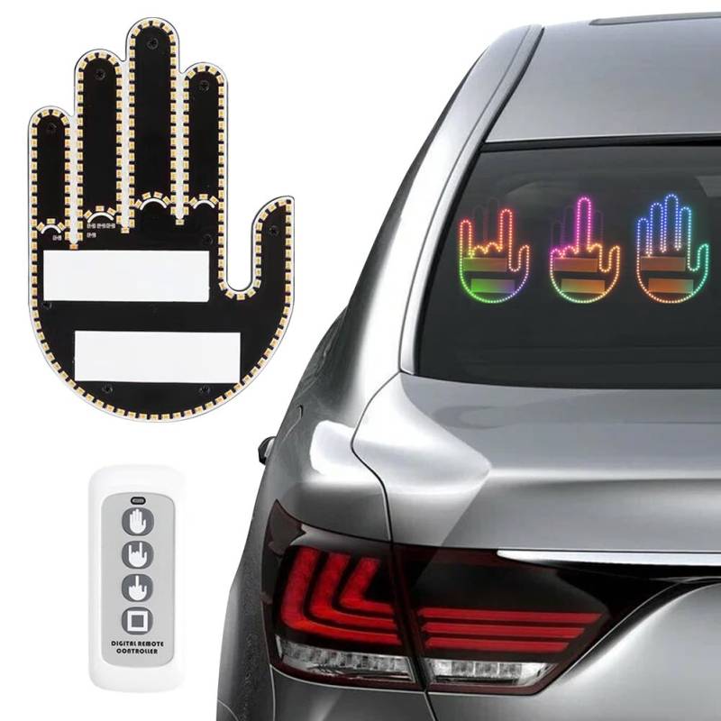 JoyFan LED-Mittelfinger-Schild für Auto mit Fernbedienung, Autofenster-Fingerlicht, Cooles Auto-Innenlicht, Mittelfinger-Licht für Auto, Auto-LED-Licht und Road Rage-Schilder, Autozubehör für Männer von JoyFan
