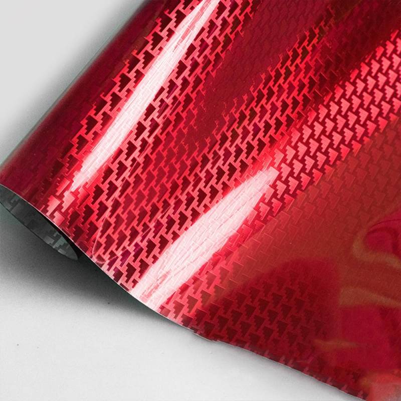 Selbstklebend Autofolie, Carbon Folie Flugzeugmuster Hochglänzende Chromfolie, Autoaufkleber Abziehbilderbogen Vinyl Wrap DIY Auto Schutzfolie Dekorativ (Rot, 30cm*100cm) von JoyFan