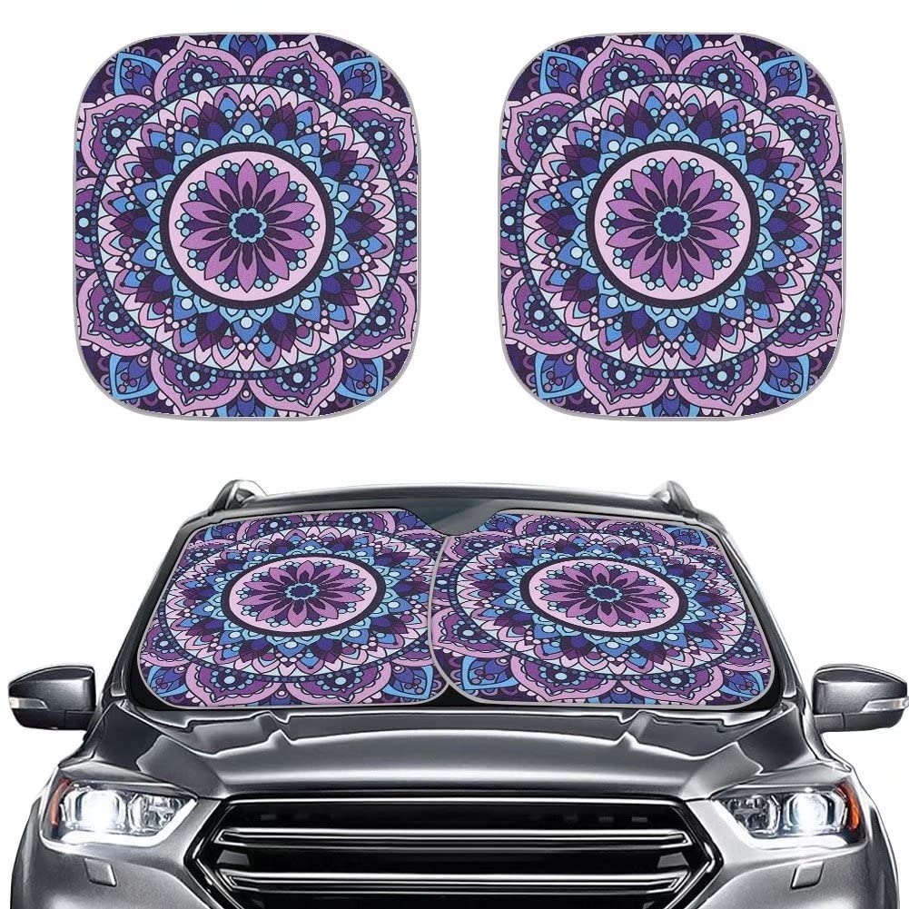 JoyLamoria 2 Stück Auto Windschutzscheibe Sonnenschutz Boho Mandala Druck Frontscheibe Auto Windschutzscheibe Sonnenschutz Faltbare Sonnenblende Silber Stoff Halten Sie Ihr Auto kühl JoyLamoria 2 Stück Auto Windschutzscheibe Sonnenschutz Boho Mandala Druck Frontscheibe Auto Windschutzscheibe Sonnenschutz Faltbare Sonnenblende Silber Stoff Halten Sie Ihr Auto kühl von JoyLamoria