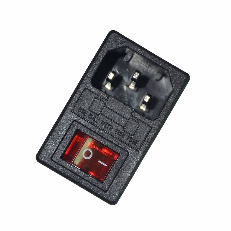 JOYNANO 3-in-1 Einlassmodulstecker 5A Glas-Sicherungswippschalter Rotlicht 3-polig IEC320 C14 passend 1,5mm Paneeldicke Snap-In Packung mit 2 von JoyNano