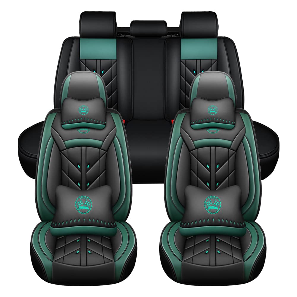 JoyRozTek Autositzbezüge Für Jeep Compass PU Leder Komplettset Auto-Schonbezüge, Airbag-freundlich, Autositzbezug Set& Kopfstützenbezügen, ZT06, Schwarz & Grün JoyRozTek Autositzbezüge Für Jeep Compass PU Leder Komplettset Auto-Schonbezüge, Airbag-freundlich, Autositzbezug Set& Kopfstützenbezügen, ZT06, Schwarz & Grün von JoyRozTek