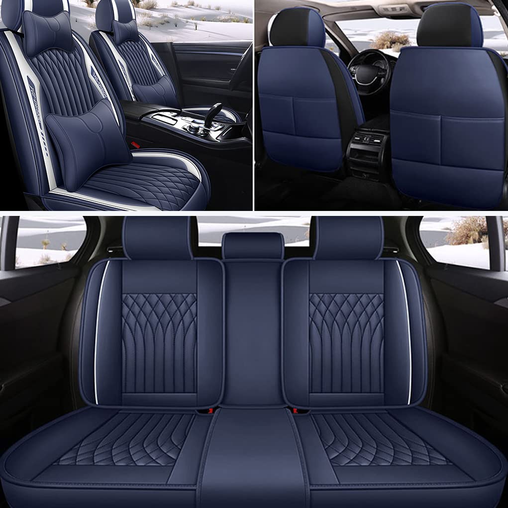 JoyRozTek Autositzbezüge Für Jeep Wrangler JK Sahara Sport 2004-2026 PU Leder Komplettset Auto-Schonbezüge, Airbag-freundlich, Autositzbezug Set& Kopfstützenbezügen, ZT04-Blau JoyRozTek Autositzbezüge Für Jeep Wrangler JK Sahara Sport 2004-2026 PU Leder Komplettset Auto-Schonbezüge, Airbag-freundlich, Autositzbezug Set& Kopfstützenbezügen, ZT04-Blau von JoyRozTek