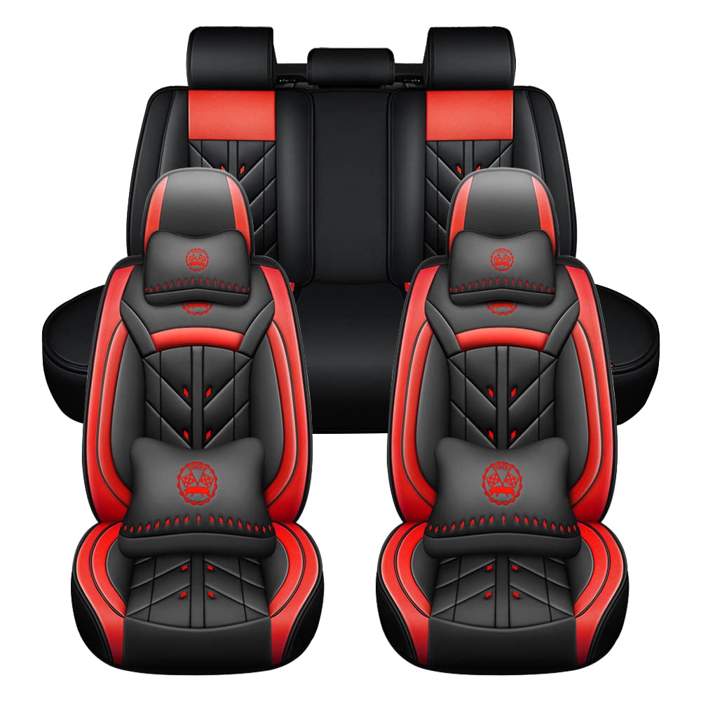 JoyRozTek Autositzbezüge Für Lexus RX450H RX 450 2007-2026 PU Leder Komplettset Auto-Schonbezüge, Airbag-freundlich, Autositzbezug Set& Kopfstützenbezügen, ZT06, Schwarz & Rot JoyRozTek Autositzbezüge Für Lexus RX450H RX 450 2007-2026 PU Leder Komplettset Auto-Schonbezüge, Airbag-freundlich, Autositzbezug Set& Kopfstützenbezügen, ZT06, Schwarz & Rot von JoyRozTek