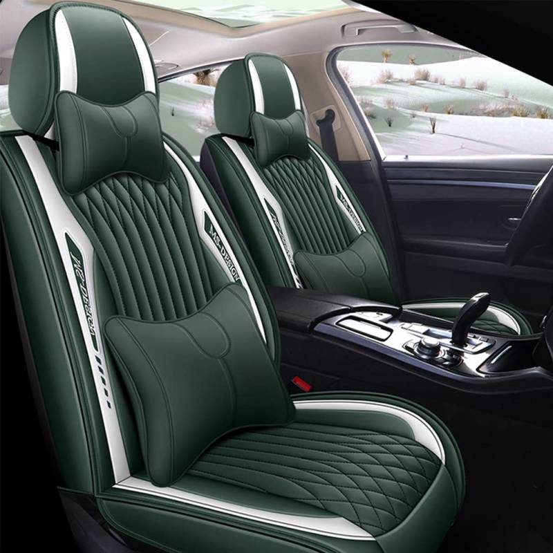 JoyRozTek Autositzbezüge Für SEAT Alhambra PU Leder Komplettset Auto-Schonbezüge, Airbag-freundlich, Autositzbezug Set& Kopfstützenbezügen, ZT04-Grün von JoyRozTek