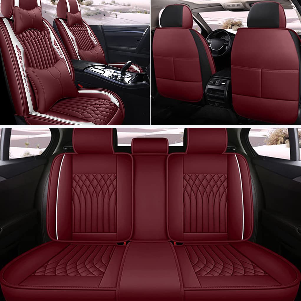 JoyRozTek Autositzbezüge Für Toyota Auris 2013-2026 PU Leder Komplettset Auto-Schonbezüge, Airbag-freundlich, Autositzbezug Set& Kopfstützenbezügen, ZT04-Rot JoyRozTek Autositzbezüge Für Toyota Auris 2013-2026 PU Leder Komplettset Auto-Schonbezüge, Airbag-freundlich, Autositzbezug Set& Kopfstützenbezügen, ZT04-Rot von JoyRozTek
