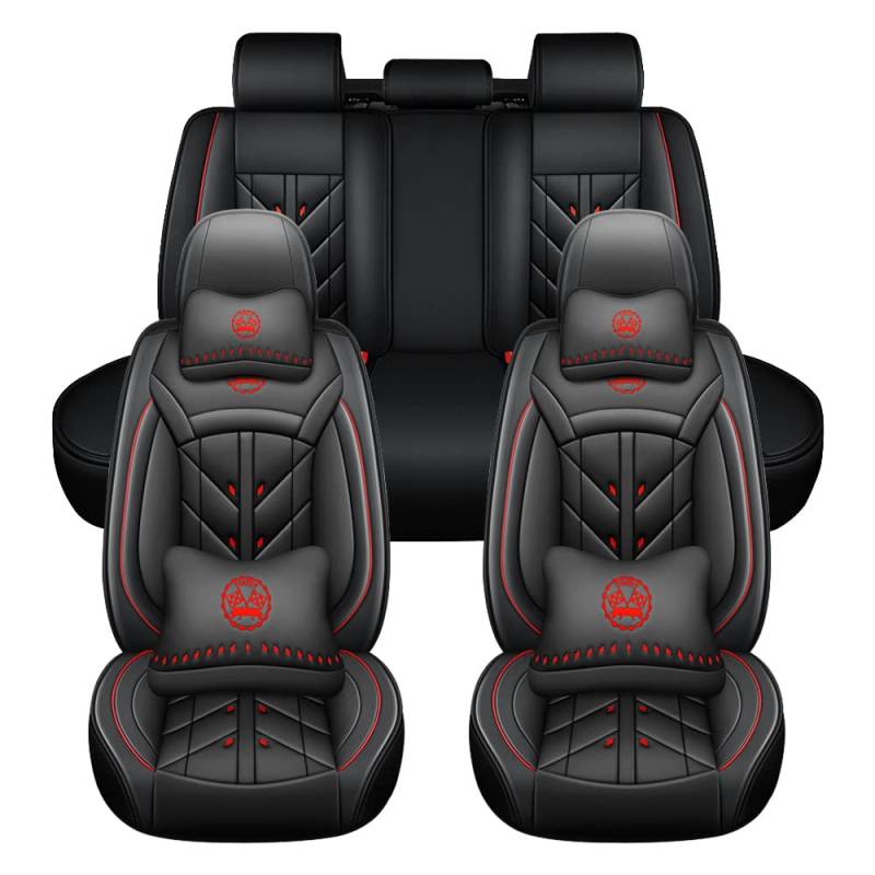JoyRozTek Autositzbezüge Für Volkswagen T-Cross PU Leder Komplettset Auto-Schonbezüge, Airbag-freundlich, Autositzbezug Set& Kopfstützenbezügen, ZT06, Schwarz von JoyRozTek