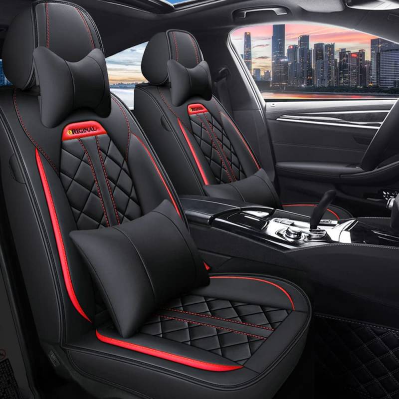 JoyRozTek Autositzbezüge Für Volvo XC40 XC 40 2018-2026 PU Leder Komplettset Auto-Schonbezüge, Airbag-freundlich, Autositzbezug Set& Kopfstützenbezügen, ZT07, Schwarz von JoyRozTek