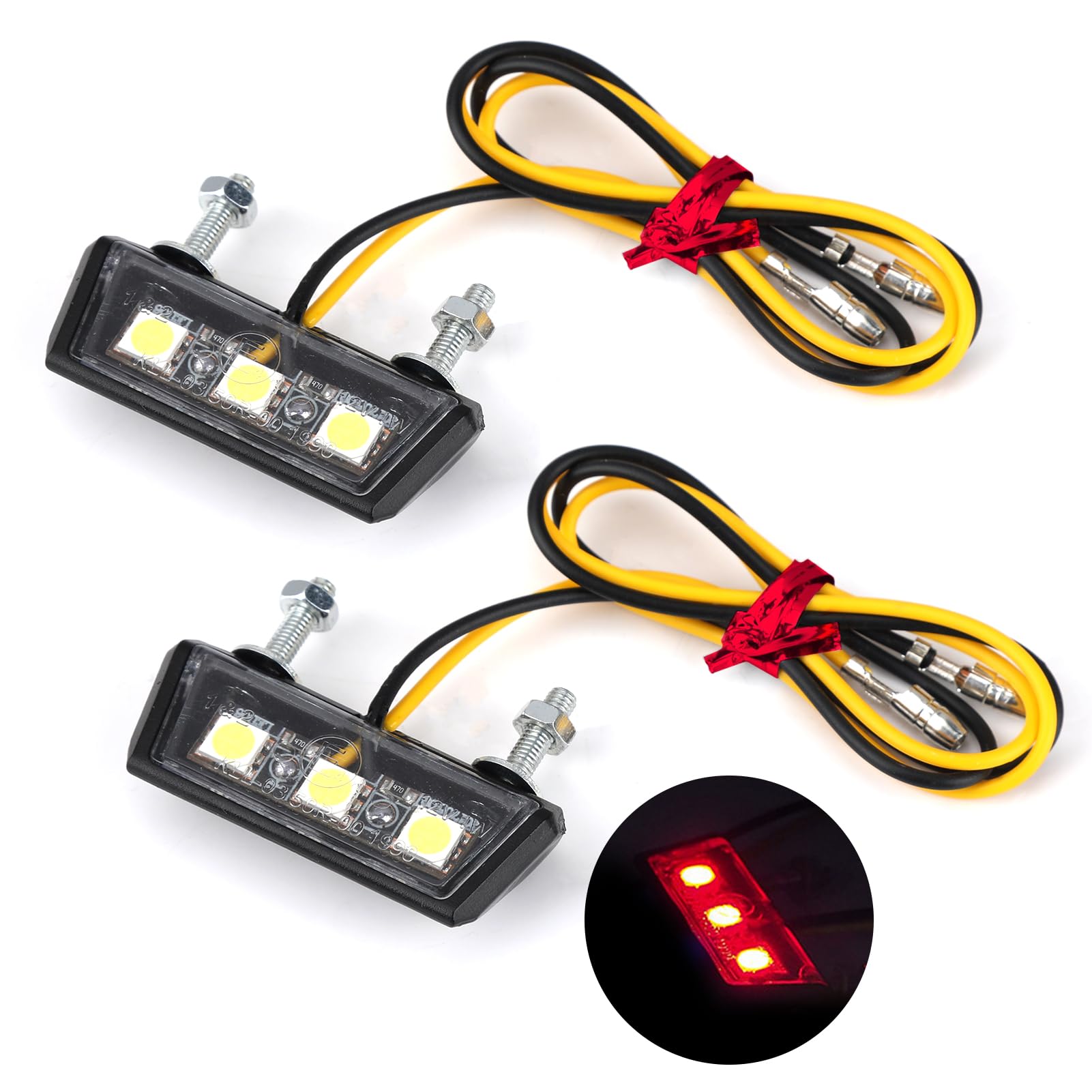 Joynine 2Stk LED Kennzeichenleuchte | Universal LED Motorrad-Kennzeichenbeleuchtung |12V| Nummernschildbeleuchtung | Motorrad-Rücklicht mit 3 Superhellen LEDs | Wasserdicht | für Motorrad Auto | Rot Joynine 2Stk LED Kennzeichenleuchte | Universal LED Motorrad-Kennzeichenbeleuchtung |12V| Nummernschildbeleuchtung | Motorrad-Rücklicht mit 3 Superhellen LEDs | Wasserdicht | für Motorrad Auto | Rot von Joynine