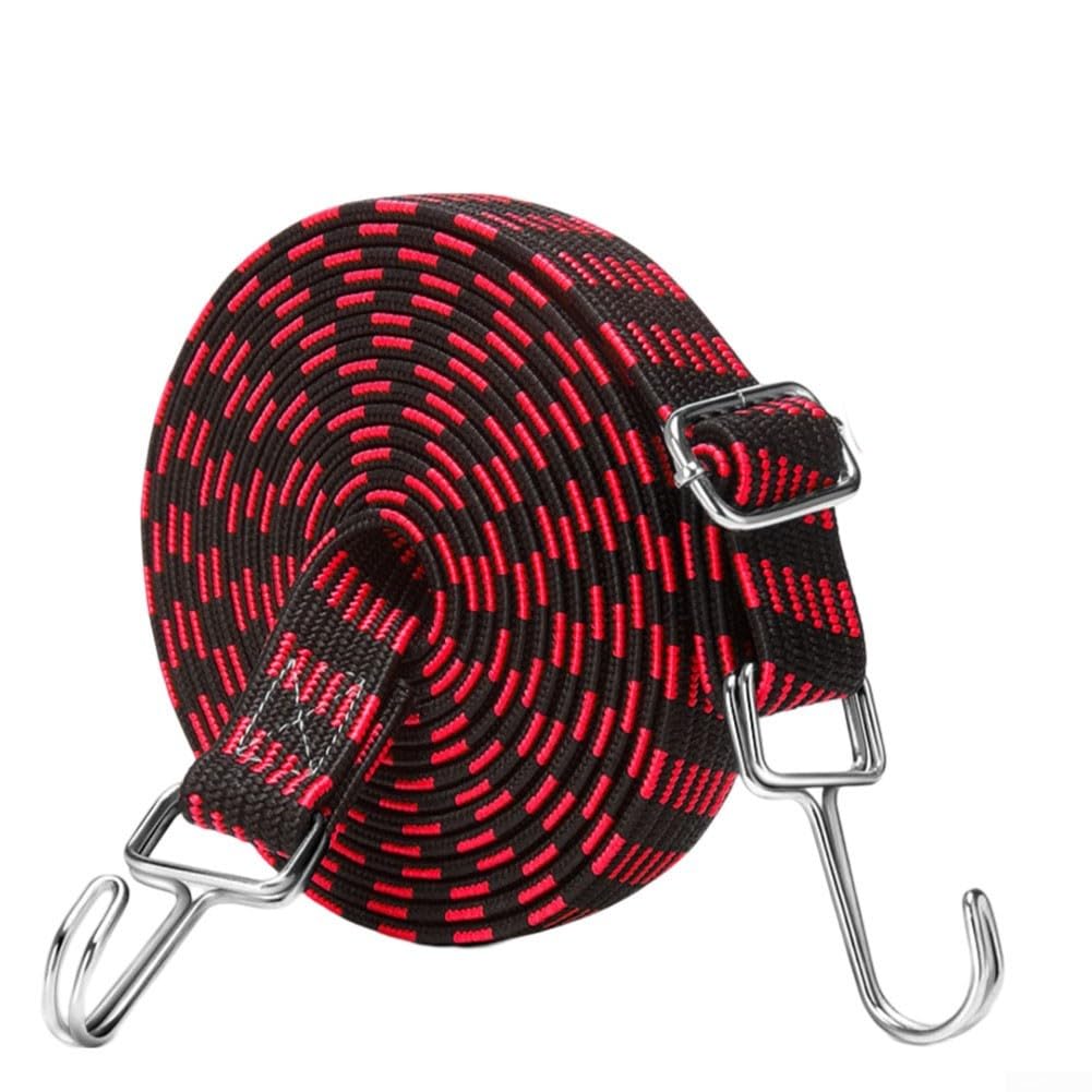 Robustes 4 Meter Gepäckseil mit Clips, zuverlässig zur Sicherung von Gegenständen an Autos und Fahrrädern (rot) von JoyousMall