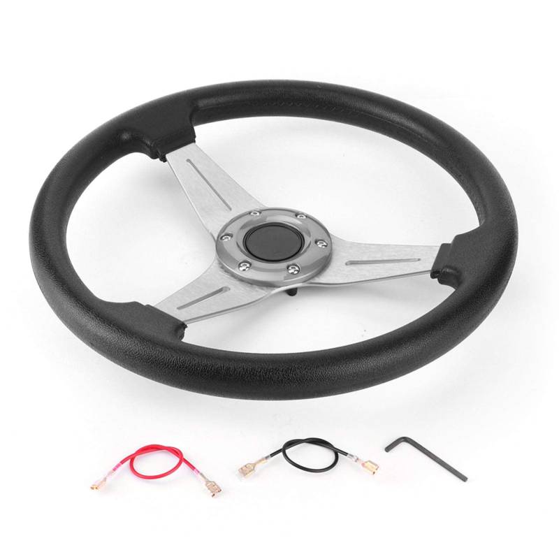 Lenkrad, Universal-Aluminiumlegierung Gaming Racing Wheel Driving Force Racing Wheel für Race Rally Motorsport Car Sim Driving 14 Zoll[Silber] von Joyzan