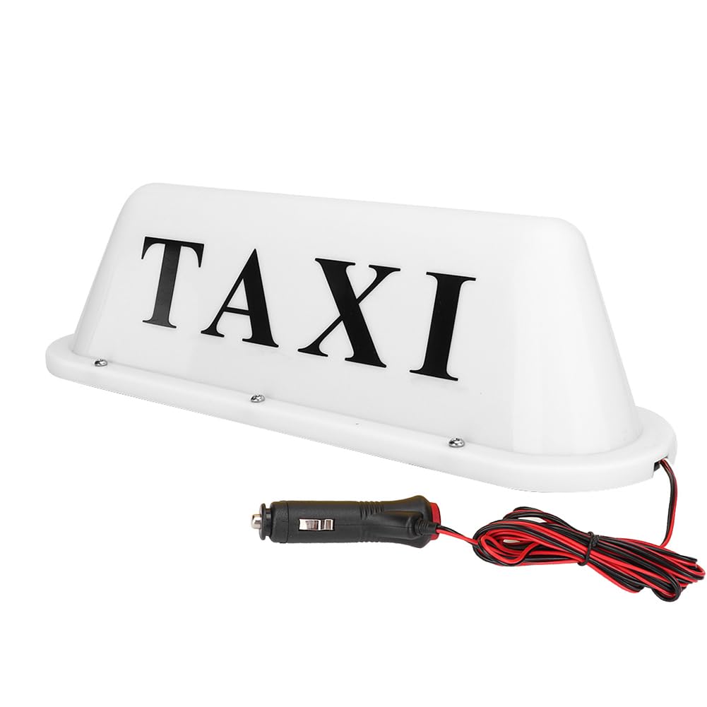 Joyzan Magnetisches Taxi Cab Sign, DC12V Wasserdicht Leuchtschild Topper Universal Auto Birnen Taxi Led Cab Roof Sign Light Licht Shell Topper mit versiegelter Basis(Weiß) von Tiiyee