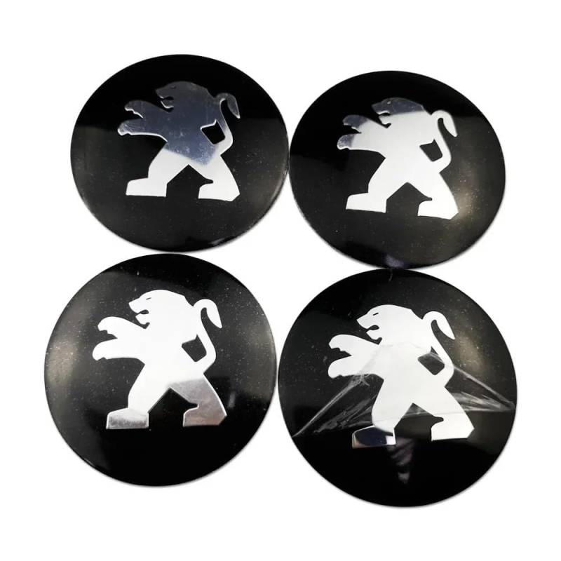 4 Stück Auto Radnabenkappen Aufkleber für Peugeot 206CC 207CC 3008 307CC 307SW 56MM,Felgendeckel Nabendeckel Radnabendeckel Wasserdicht Staubdicht Dekorative Zubehör,A von JsjjQf