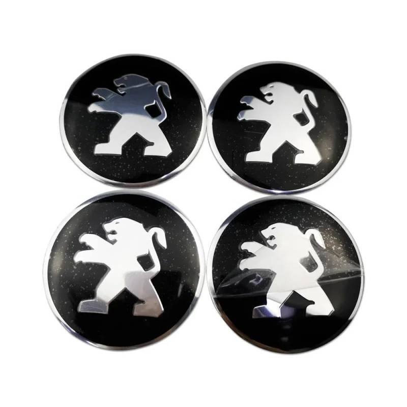 4 Stück Auto Radnabenkappen Aufkleber für Peugeot 206CC 207CC 3008 307CC 307SW 56MM,Felgendeckel Nabendeckel Radnabendeckel Wasserdicht Staubdicht Dekorative Zubehör,D von JsjjQf