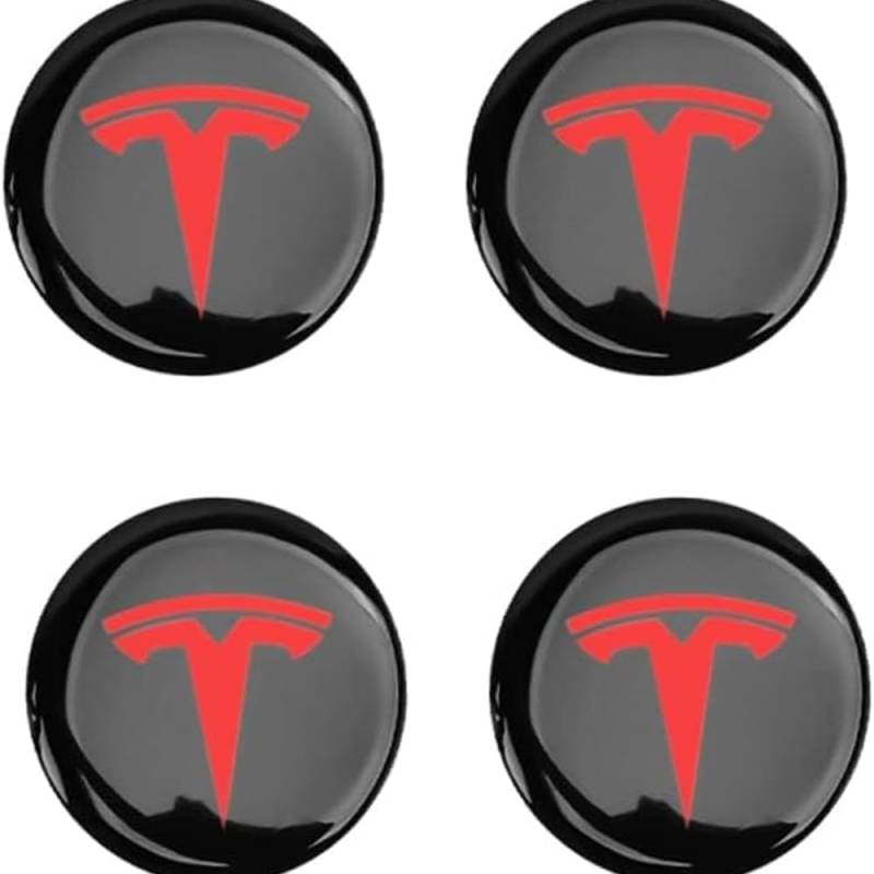 4 Stück Auto Radnabenkappen Aufkleber für Tesla Model 3 Y S X 56mm,Felgendeckel Nabendeckel Radnabendeckel Wasserdicht Staubdicht Dekorative Zubehör,B von JsjjQf