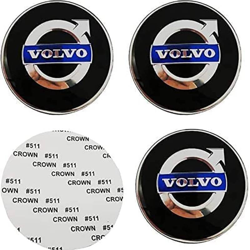 4 Stück Auto Radnabenkappen Aufkleber für Volvo S60 S80 S90 XC40 XC60 65mm,Felgendeckel Nabendeckel Radnabendeckel Wasserdicht Staubdicht Dekorative Zubehör von JsjjQf