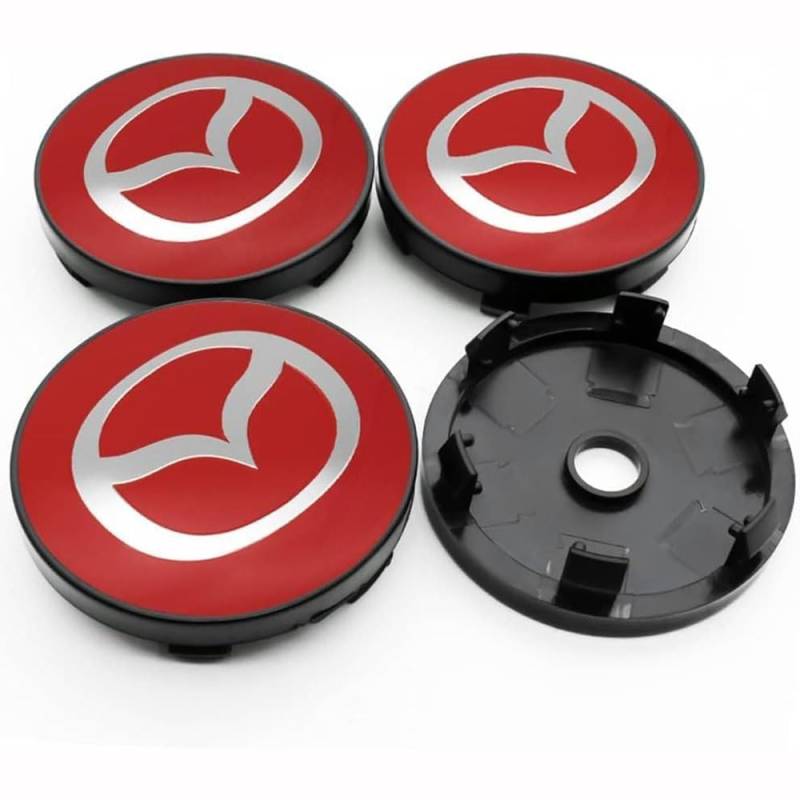 4 Stück Auto Radnabenkappen für Mazda 2 3 5 6 CX-5 CX-7 CX-9 MX-5 ATENZA 60mm,Felgendeckel Nabendeckel Radnabendeckel Wasserdicht Staubdicht Dekorative Zubehör,B von JsjjQf