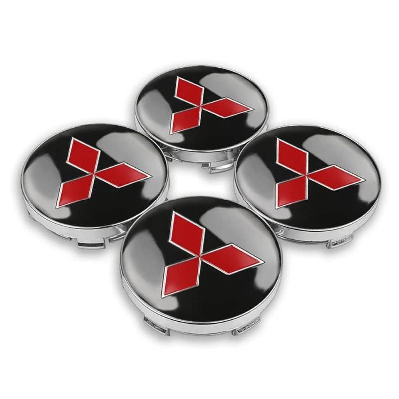 4 Stück Auto Radnabenkappen für Mitsubishi ASX Lancer Pajero Outlander L200 EVO Lancer EX 60MM,Felgendeckel Nabendeckel Radnabendeckel Wasserdicht Staubdicht Dekorative Zubehör von JsjjQf
