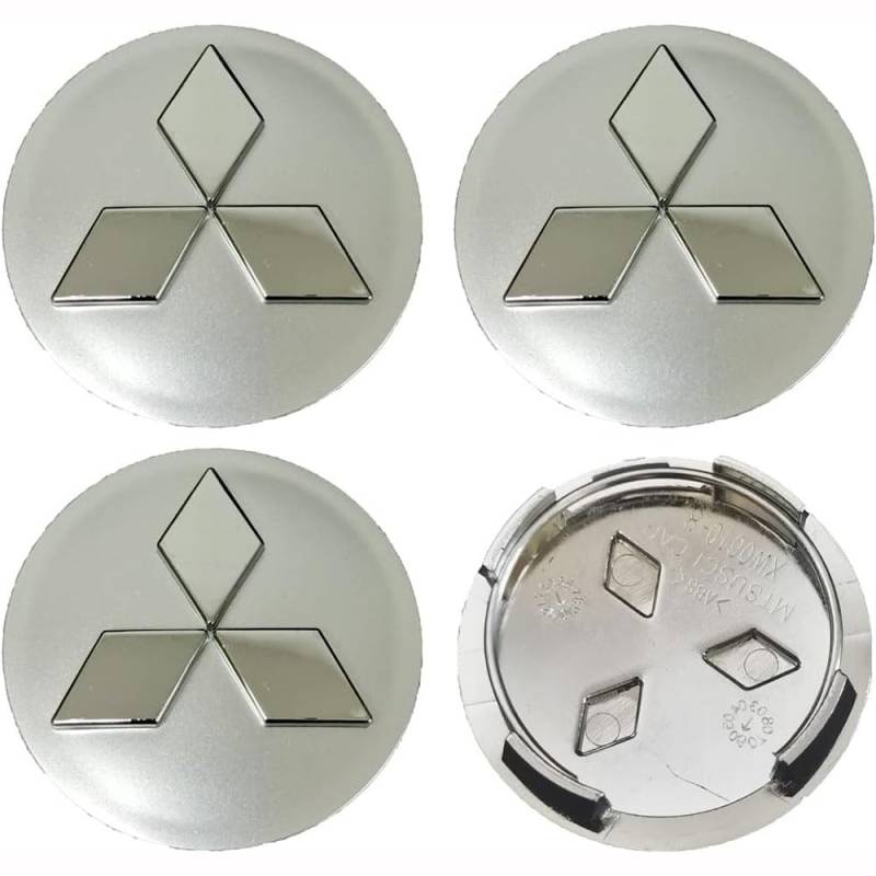 4 Stück Auto Radnabenkappen für Mitsubishi Eclipse Spyder Outlander Pajero Sport Endeavor 60mm,Felgendeckel Nabendeckel Radnabendeckel Wasserdicht Staubdicht Dekorative Zubehör,Silver B von JsjjQf