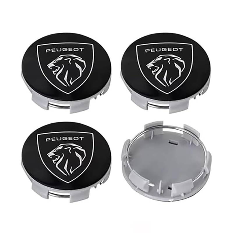 4 Stück Auto Radnabenkappen für Peugeot 308 2016-2019 2020-2024 60MM,Felgendeckel Nabendeckel Radnabendeckel Wasserdicht Staubdicht Dekorative Zubehör von JsjjQf