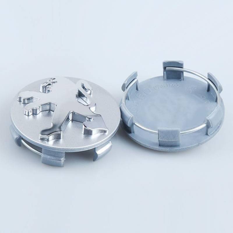 4 Stück Auto Radnabenkappen für Peugeot RCZ Facelift 2013 60 mm,Felgendeckel Nabendeckel Radnabendeckel Wasserdicht Staubdicht Dekorative Zubehör,Silver von JsjjQf