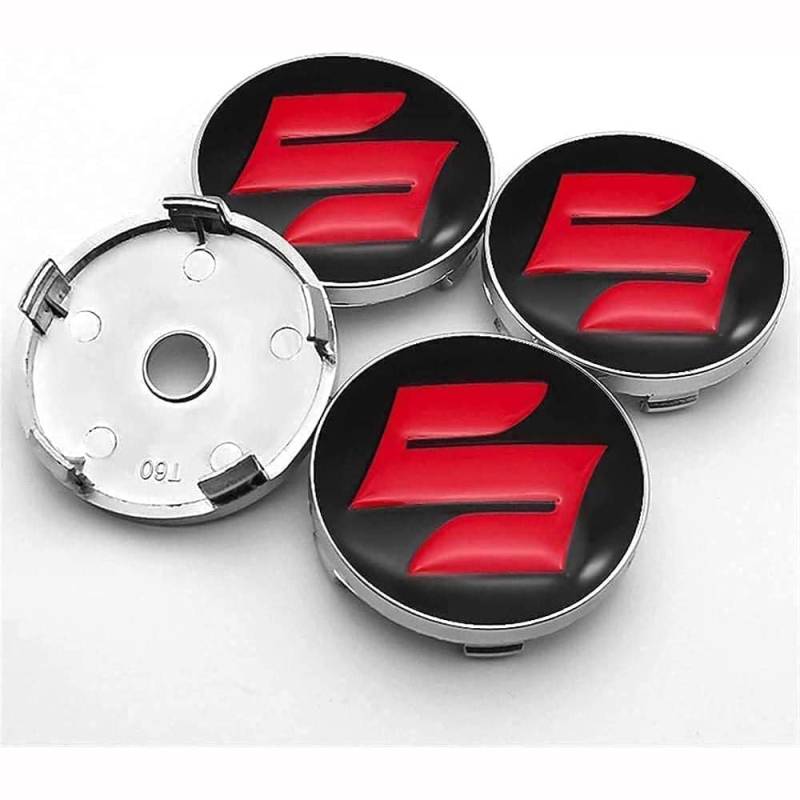 4 Stück Auto Radnabenkappen für Suzuki-CELERIO Spacia Baleno SX4 Vitara Jimny 60mm,Felgendeckel Nabendeckel Radnabendeckel Wasserdicht Staubdicht Dekorative Zubehör,B von JsjjQf
