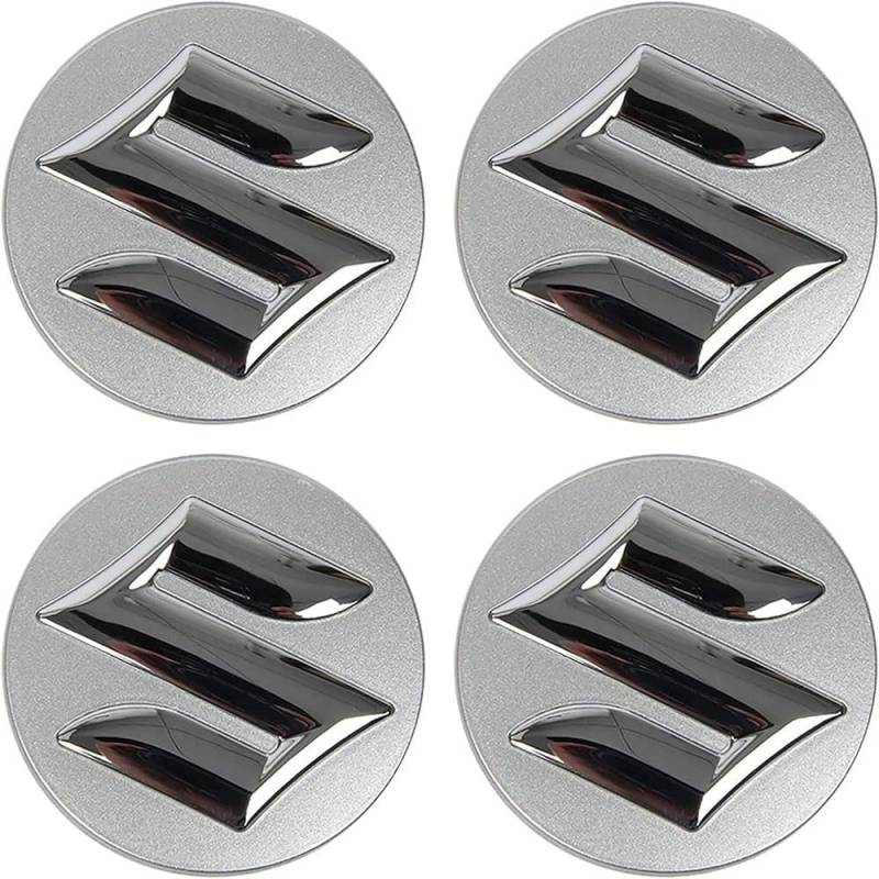 4 Stück Auto Radnabenkappen für Suzuki Swift SX4 S-Cross Celerio Vitara 54mm,Felgendeckel Nabendeckel Radnabendeckel Wasserdicht Staubdicht Dekorative Zubehör,Silver von JsjjQf