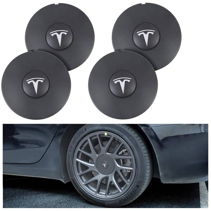 4 Stück Auto Radnabenkappen für Tesla New Model 3 2024 (Highland),Felgendeckel Nabendeckel Radnabendeckel Wasserdicht Staubdicht Dekorative Zubehör,B von JsjjQf