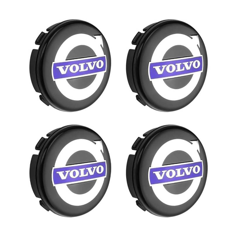4 Stück Auto Radnabenkappen für Volvo S40 S60 S80 S90 XC40 XC60 XC90 C30 C70 V40 V60 V90 64mm,Felgendeckel Nabendeckel Radnabendeckel Wasserdicht Staubdicht Dekorative Zubehör,B von JsjjQf