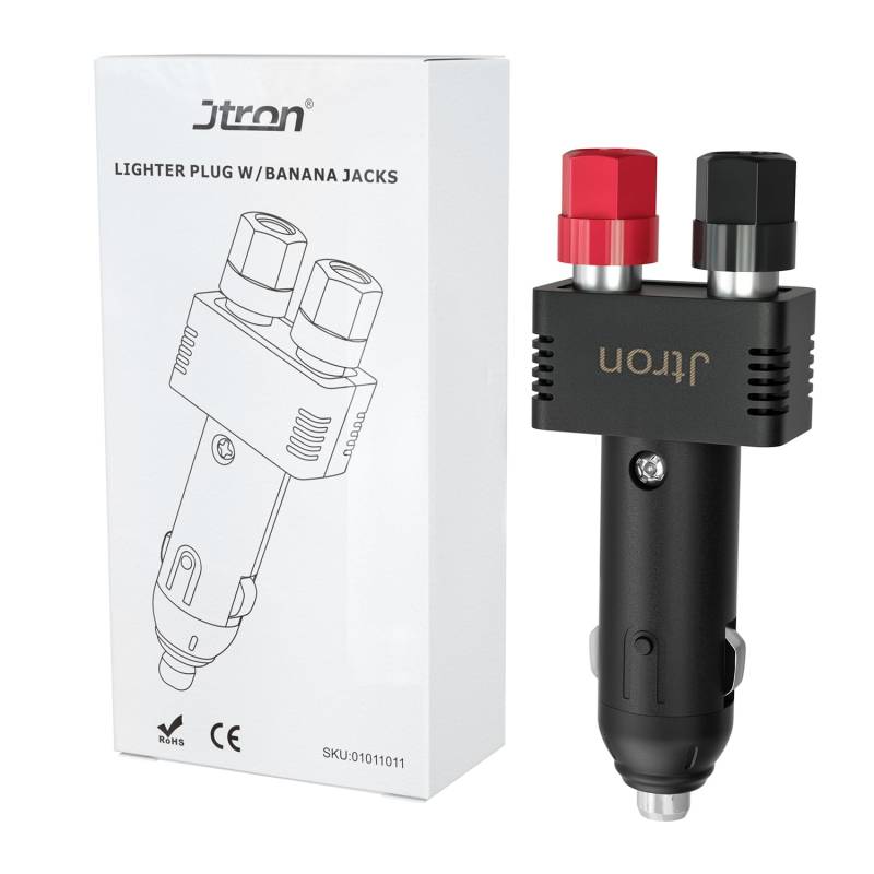Jtron DC 12 V 10 A Stecker Zigarettenanzünder Stecker mit Stromkabelkabel Auto zur Stromaufnahme Schwarzes Netzkabel für Wechselrichter von Jtron