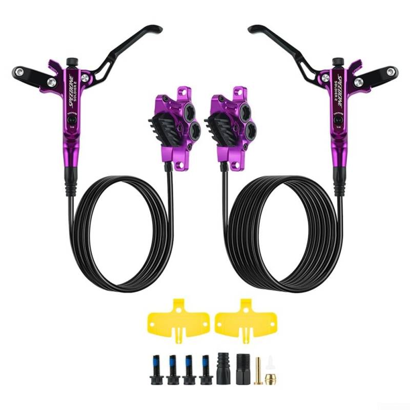 Advanced Engineering in Fahrrad-Hydraulik, Hochleistungs-4-Kolben-Scheibenbremse, kompatibel über mehrere Modelle (lila) von Jumplushion